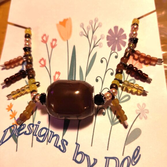 Handmade 14" choker, Glass Beaded "Fringe" boho/artisan Necklace. SHIPS FREE - Picture 7 of 10